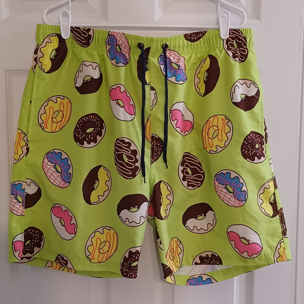 Donut Print Swim Trunks - Green